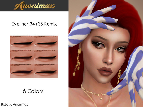 Sims 4 — Beto X Anonimux - Eyeliner 34+35 Remix by Anonimux_Simmer — - 6 Colors - Compatible with the color Slider - BGC