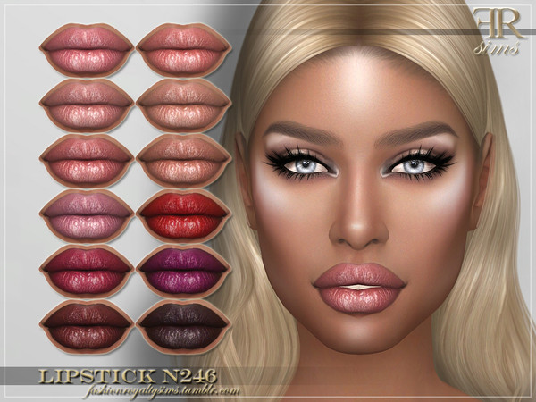 Sims 4 — Lipstick N246 by FashionRoyaltySims — Standalone Custom thumbnail 12 color options HQ texture Compatible with HQ