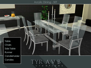 Sims 4 — Acrylic Dining Set by TyrAVB — This ultra modern dining set will impress all of your friends and turn green all