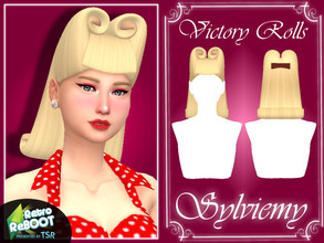 Sims 4 — Retro ReBOOT Victory Rolls by Sylviemy — New Mesh Maxis Match All Lods Base Game Compatible Hat Compatible