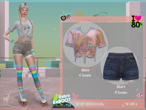 Sims 4 — Retro ReBOOT  DSF SET VIRIDITAS IN 80s by DanSimsFantasy — This set contains a soft cotton shirt fastened in the