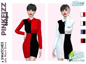 Sims 4 — Retro ReBOOT 60s Block Dress by Pinkfizzzzz — Retro 60s style block colour dress for those who want some mod in