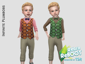 Sims 4 — IP Toddler Retro ReBOOT 70's Waistcoat Set - SEASONS by InfinitePlumbobs — - Toddler 70's Pattern Waistcoat Set