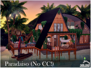 Sims 4 — Paradaiso (No CC!) by nobody13922 — A beautiful, modern house in a slightly exotic style. Ground floor: two