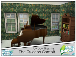 Sims 4 — Retro ReBoot - The Queen's Gambit by lavilikesims — All the wallpaper from the show Foyer The Hall living room