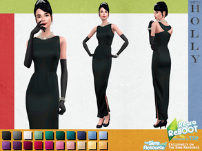 Sims 4 — Retro ReBOOT Holly Dress by Sifix2 — A long silk dress with a slit and unique back, inspired by Holly
