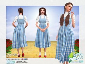 Sims 4 — Retro ReBOOT Dorothy Dress by Sifix2 — A cute pinafore dress with puff sleeves, inspired by Dorothy Gale in The