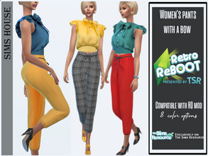 Sims 4 — Retro ReBOOT Women's pants   with a bow by Sims_House — Women's pants with a bow 8 options. 