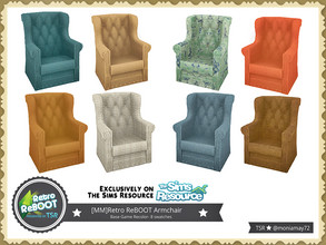 Sims 4 — Retro ReBOOT Armchair by Moniamay72 — Retro Armchair. 8 swatches. On the base game - The Thinker