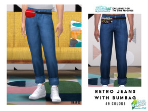 Sims 4 — Retro ReBOOT - Retro Jeans With Bumbag by OranosTR — - New Mesh - 49 Colors - HQ mode compatible -