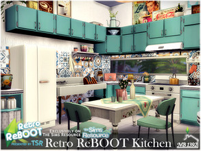 Sims 4 — Retro ReBOOT Kitchen by nobody13922 — A colorful retro kitchen with a dining area. Let's go back to the 70's!