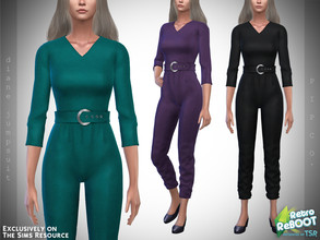 Sims 4 — Retro ReBOOT - Diane Jumpsuit. by Pipco — 12 Swatches Base Game Compatible New Mesh All Lods Specular and Normal