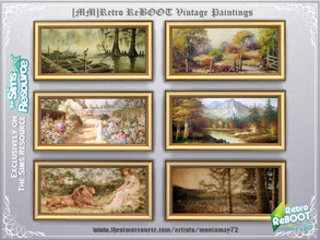 Sims 4 — Retro ReBOOT Vintage Paintings by Moniamay72 — Retro ReBOOT Vintage Paintings. 6 swatches. On the base game.