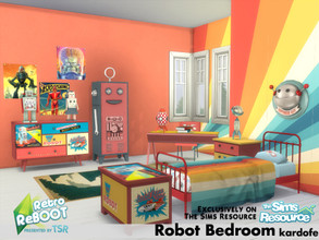 Sims 4 — Retro ReBOOT_kardofe_Robot bedroom by kardofe — Set of sixteen new mesh to decorate a cheerful youth bedroom
