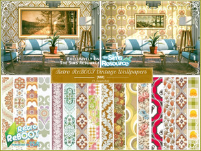 Sims 4 — Retro ReBOOT Vintage Wallpapers by Moniamay72 — Retro ReBOOT Vintage Wallpapers. 15 swatches. All 3 wall sizes.