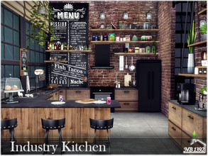 Sims 4 — Industry Kitchen by nobody13922 — A spacious, industrial kitchen, well-equipped and cozy. Size: 5x6 Price: 17