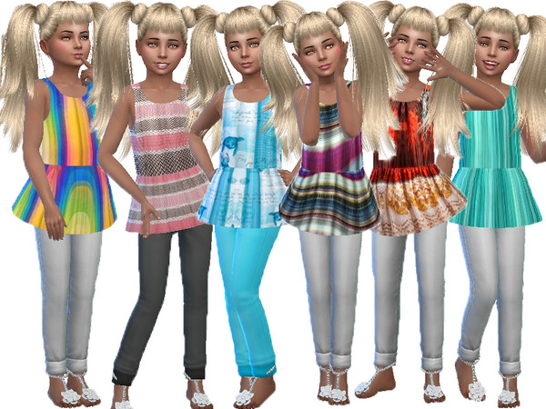 Sims 4 — Long summer top by TrudieOpp — Long summer top in 6 colors