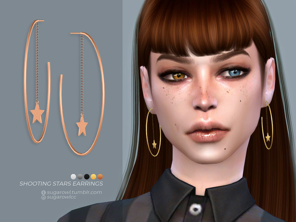 Sims 4 — Shooting Stars earrings by sugar_owl — - new mesh - base game compatible - all LODs - 5 swatches - HQ compatible