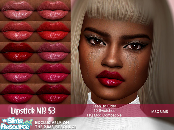 Sims 4 — Lipstick NB53 by MSQSIMS — - Base Game - Teen-Elder - Female - 10 Swatches - EA Slider Opacity Compatible - HQ