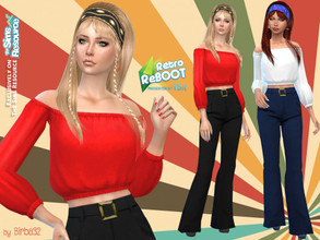 Sims 4 — Retro ReBOOT 70's short top by Birba32 — A top that recalls the hippies fashion of the 70s. All lods, base game,