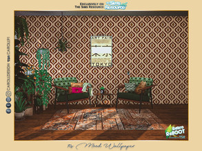 Sims 4 — Retro ReBOOT 70s Mood Wallpaper by Caroll912 — A 15-recolour retro wallpaper in various colours. Suitable for
