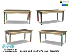 Sims 4 — kardofe_Decors and children's toys_ Desk2 by kardofe — Fun children's desk table with pencil legs, in four color