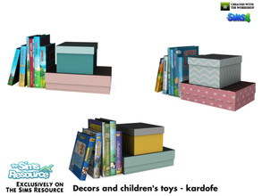 Sims 4 — kardofe_Decors and children's toys_Books by kardofe — Decorative group of books resting on two boxes, in three