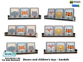 Sims 4 — kardofe_Decors and children's toys_Pictures by kardofe — Wall shelf with three pictures, with children's