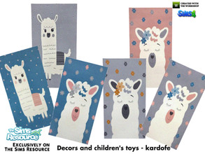 Sims 4 — kardofe_Decors and children's toys_Rug Llamas by kardofe — Wool rug with children's pictures of Llamas, in six
