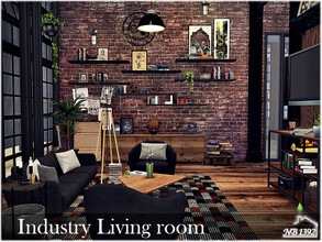 Sims 4 — Industry Living room by nobody13922 — An industrial living room with dark furniture. Stylish, elegant and
