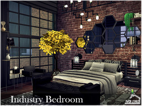 Sims 4 — Industry Bedroom by nobody13922 — An industrial bedroom with a nice view. Perfect for relaxation. Size: 6x7