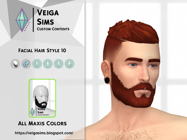 Sims 4 — Facial Hair Style 10 by David_Mtv2 — This facial hair: is a recolor from base game; contains all maxis color; is