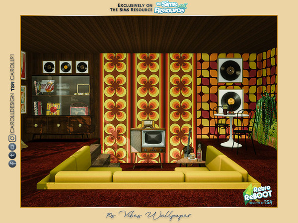 Sims 4 — Retro ReBOOT 70s Vibes Wallpaper by Caroll912 — A 4-recolour, various geometric designs, retro wallpaper in