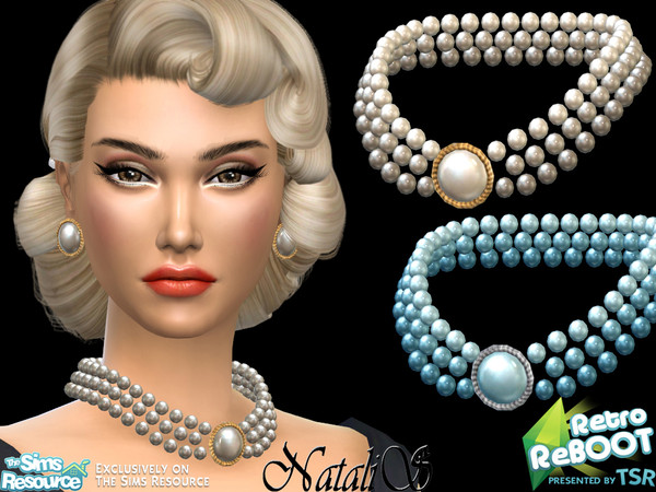 Sims 4 — Retro ReBOOT_NataliS_ 60s pearl necklace by Natalis — Retro ReBOOT_NataliS_ 60s pearl necklace. FT-FA-FE 6