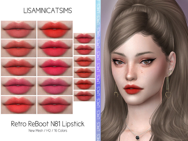 Sims 4 — LMCS Retro ReBoot N81 Lipstick (HQ) by Lisaminicatsims — -TSR Retro ReBoot Special -New Mesh -16 swatches -All
