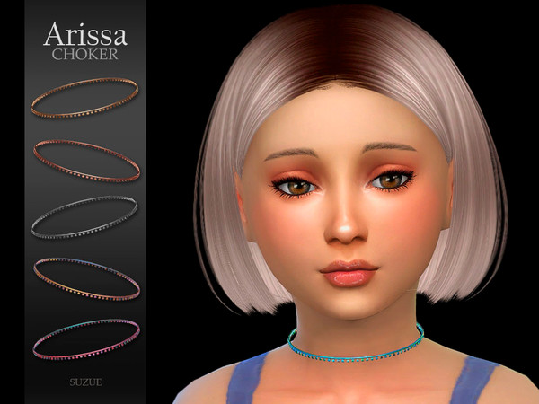 Sims 4 — Arissa Choker Child by Suzue — -New Mesh (Suzue) -10 Swatches -For Female (Child) -HQ Compatible