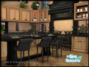 Sims 4 — Oak & Granite Kitchen set by seimar8 — Here are 13 items which make up The Oak & Granite Kitchen set.