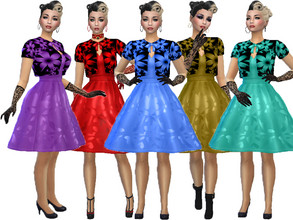 Sims 4 — Retro reboot evening dress by TrudieOpp — Retro reboot evening dress in 10 colors