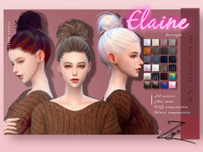 Sims 4 — Elaine hairstyle_Zy by _zy — Elaine Hairstyle New Mesh 24 colors All lods HQ compatible Hats compatible