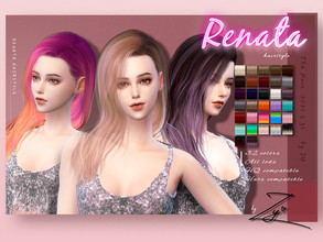 Sims 4 — Renata hairstyle_Zy by _zy — Renata Hairstyle New Mesh 32 colors All lods HQ compatible Hats compatible
