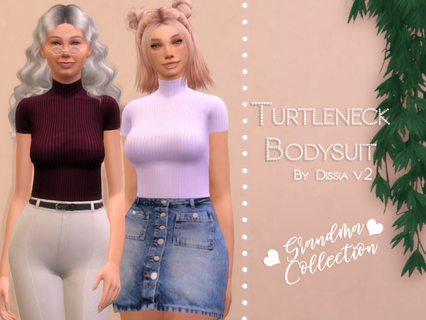 Sims 4 — Turtleneck Bodysuit v2 - Grandma Collection by Dissia — Turtleneck Bodysuit v2 - Short Sleeves 27 swatches Part