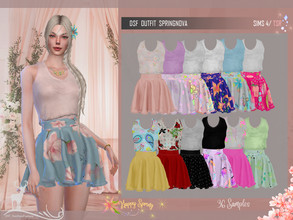 Sims 4 — DSF OUTFIT SPRINGNOVA by DanSimsFantasy — This outfit contains a sleeveless shirt combined with a short flared