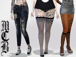 Sims 4 — Fishnet Socks by MaruChanBe2 — Black fishnet socks. Three different sizes: Over knee, knee high and ankle. You