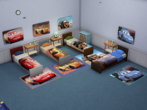 Sims 4 — Set Cars  by julimo2 — Cars Set includes - Four Bed Children - Four Paintings - Four Rugs 
