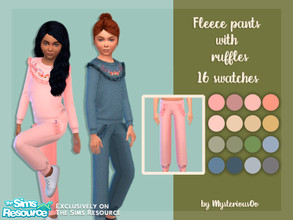Sims 4 — Fleece pants with ruffles by MysteriousOo — 16 Swatches; Base Game compatible; HQ compatible; Child; Outfit