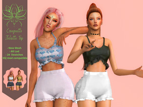 Sims 4 —  Juliette Top  by couquett — I hope that you like it - 24 colors. - Mesh by me. - Custom thumbnail. - HQ mod