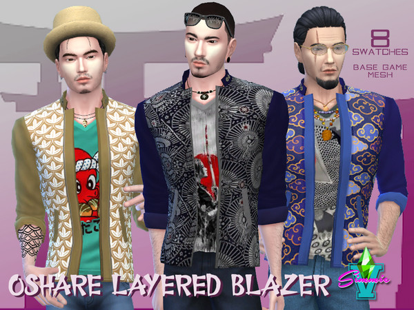 Sims 4 — SimmieV Oshare Layered Blazer v2 by SimmieV — A very simple blazer and t-shirt combination with a Tokyo twist.