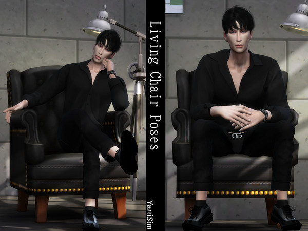 Sims 4 — Living Chair Poses by YaniSim — Contains of 5 poses Custom thumbnail I hope you enjoy them~