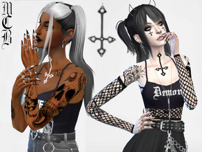 Sims 4 — Upside Down Cross Neck Tattoo by MaruChanBe2 — Long upside down cross neck tattoo. Three different colors:
