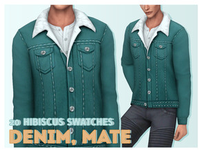 Sims 4 — [Soli] GP07 Denim, Mate Jacket (Hibiscus) by Solistair — Male Top Base Game Compatible All LODs Custom Catalog